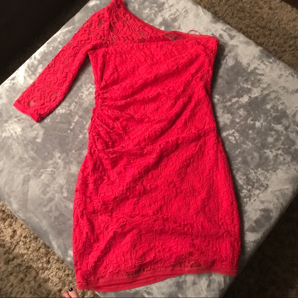 ** Max And Cleo Amanda One-Shoulder Lace Dress **